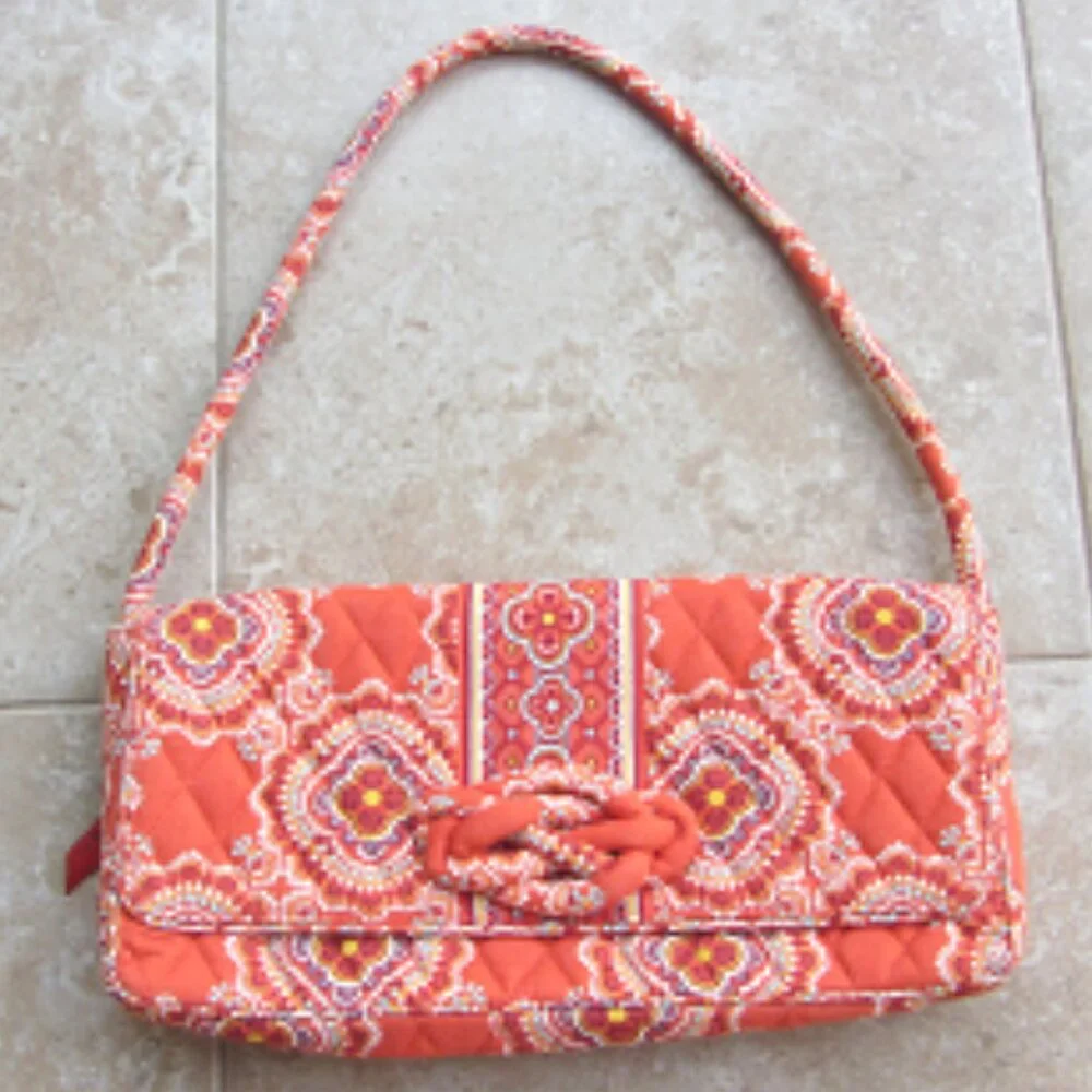 Vera Bradley Coral Patterned Quilted Shoulder Bag